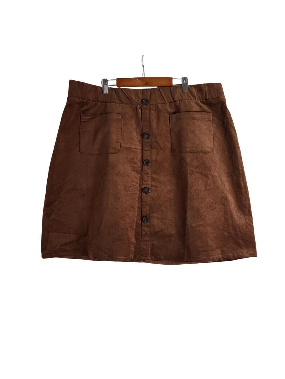 Torrid Brown Corduroy A-line Mini Skirt Button Front Design Size 2 NWT